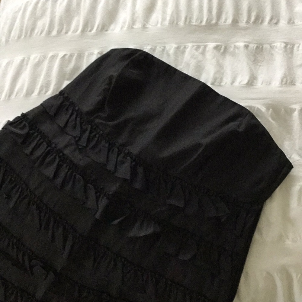 Super Adorable Strapless Silk/ Cotton Strapless Ruffled Black Dress